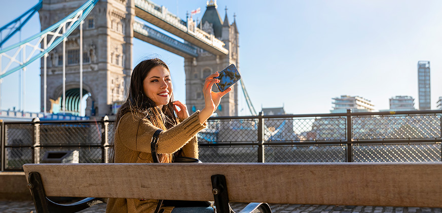 Selfie bij de Towerbridge in Londen